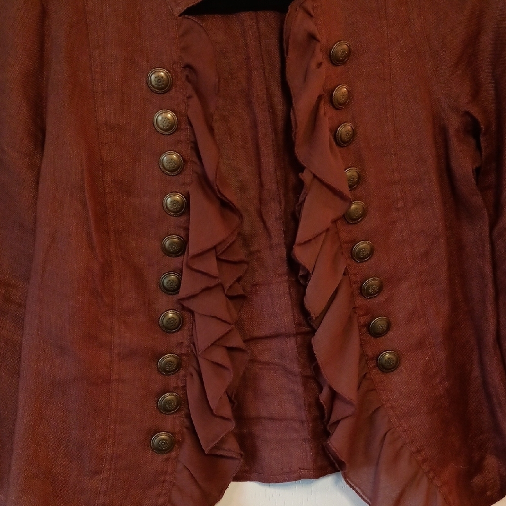 Multiples Rust Ruffled Blazer - Picture 7 of 7